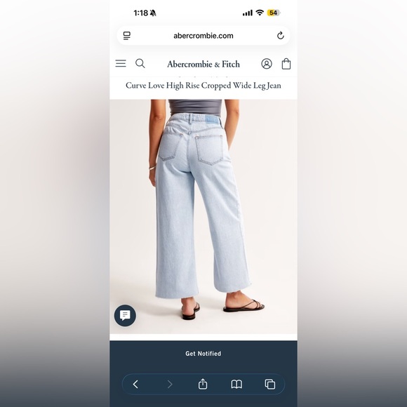 Abercrombie & Fitch Curve Love High Rise Cropped Wide Leg Jean! Size 32!! - Picture 3 of 5